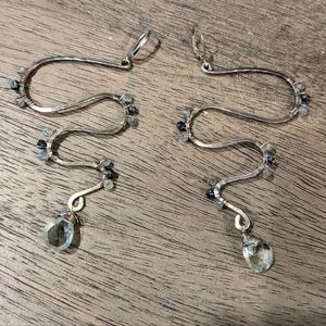 Sterling Silver, Labradorite, and Blue Topaz Snake Earrings